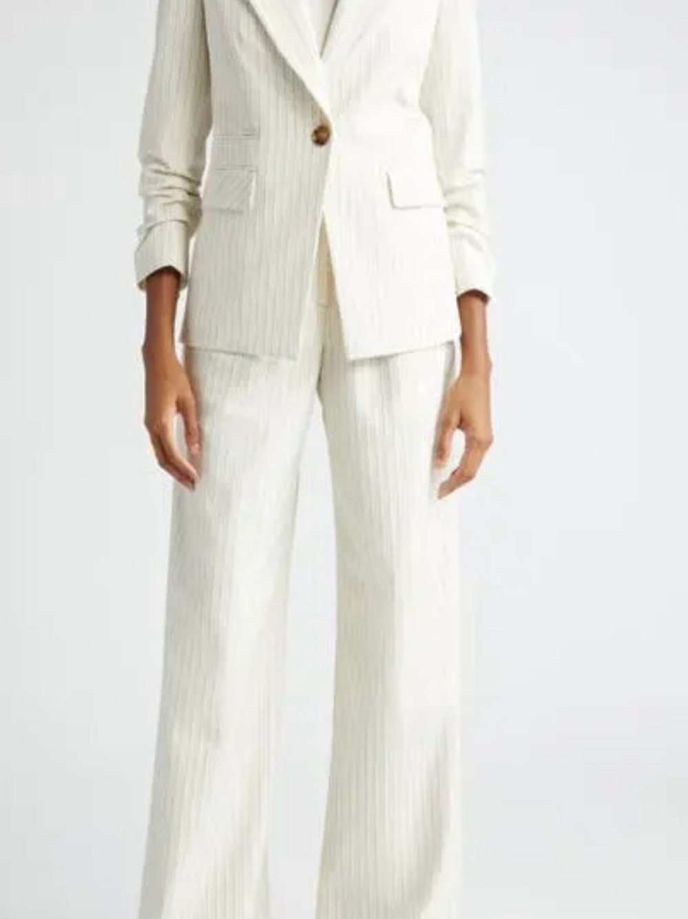 Veronica Beard White Pinstripe Tailored Blazer | One-Button | Size 10